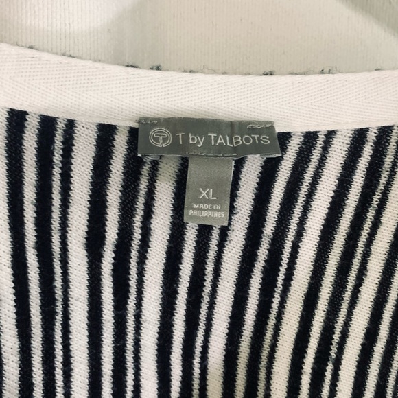 T by Talbots Black/White Stripe With Accent Back Yoke Top Sz XL - Picture 5 of 12